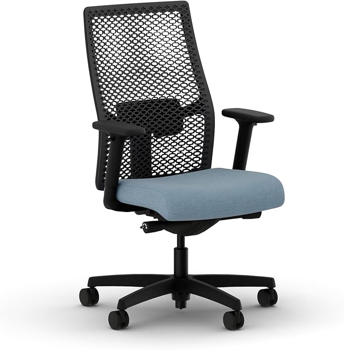 HON Ignition 2.0 ReActiv Ergonomic Office Chair, Synchro-Tilt Recline, Breathable Flex Back, Swivel Wheels, Comfortable Desk Chair for Long Hours, Blue