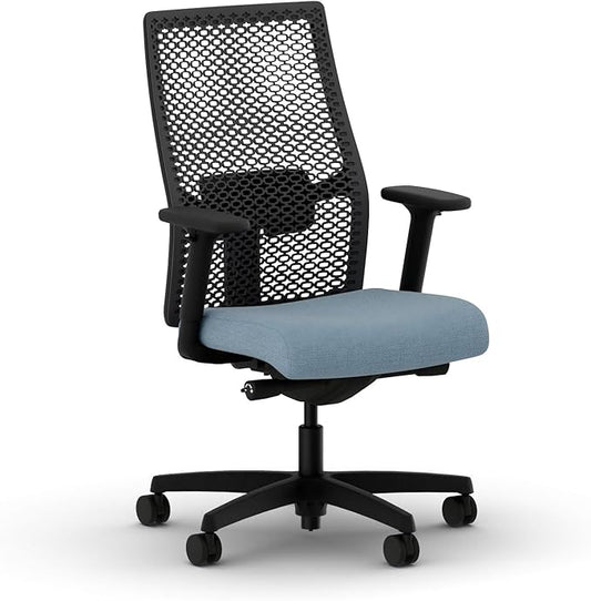 HON Ignition 2.0 ReActiv Ergonomic Office Chair, Synchro-Tilt Recline, Breathable Flex Back, Swivel Wheels, Comfortable Desk Chair for Long Hours, Blue