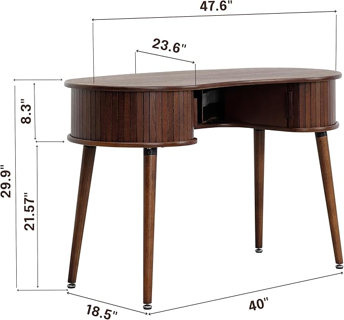 NTC Ripple Desk, Modern Wooden Writing Desk with Two Hidden Drawers, Stylish Vertical Groove Design, Home Office Workstation, Minimalist Study Table, Easy Assembly - Dark Walnut