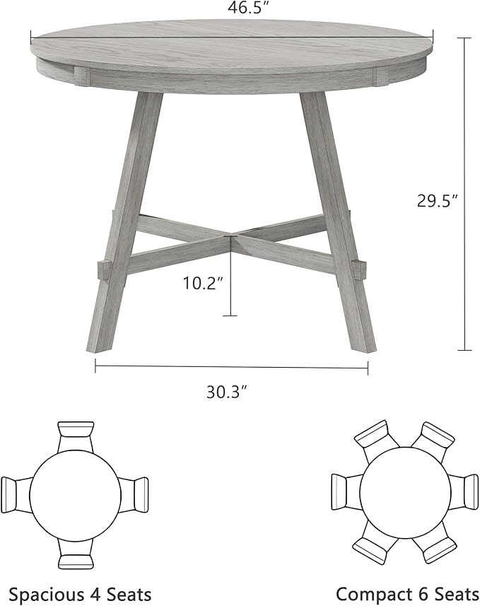 5-Piece Solid Wood Dining Table Set for 4, Modern Breakfast Dinette Kitchen Table with Chairs for Dining Room, Kitchen, Grey