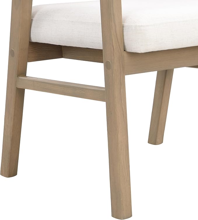 Christopher Knight Home Faritel Modern Wooden Dining Chairs Set of 2, Fabric Upholstered Kitchen Side Armchairs, Living Room Comfy Reading Chair with Curved Rattan Back, Light Ash+Beige