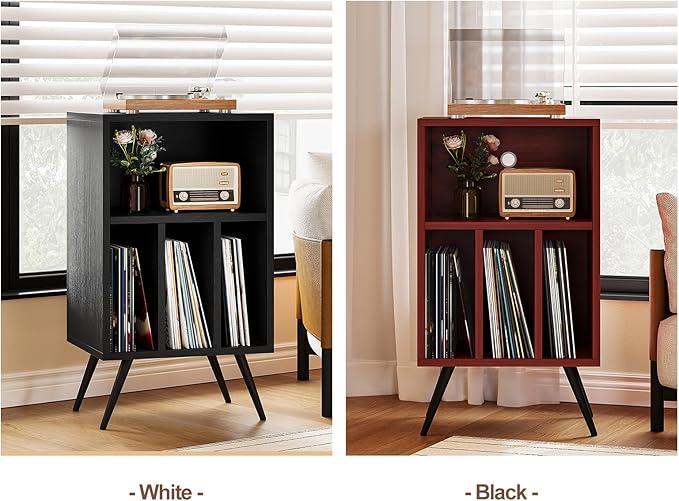 Record Player Stand,Vinyl Record Storage Cabinet with Vinyl Storage Holds Up to 200 Albums for Bedroom Living Room Playroom,Black