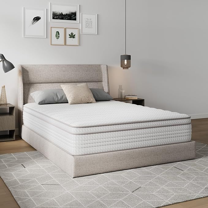 Novilla Queen Mattress, 10 Inch Queen Size Mattresses in a Box with Smarts™ Pocket Coil for Pressure Relief, Medium Firm Foam and Spring Hybrid Colchones with CertiPUR-US Certified