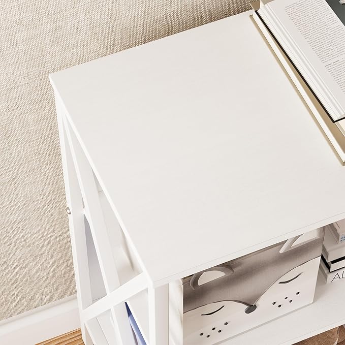 Horizontal Bookshelf Bookcase,6 Cube Storage Organizer with Open Shelf,47 Inch Industrial Low Wide Wood and Metal Cubby Shelf,Long Shelving Unit for Home Office Living Room(White,6 Cube)
