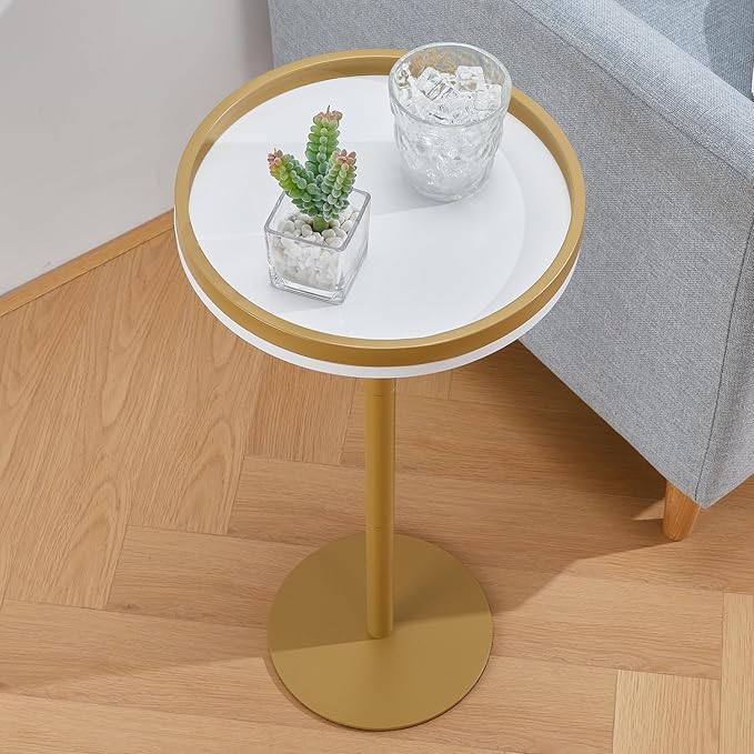 Round Drink Table,Small Pedestal Table,Small Round Side Table for Narrow Spaces,Martini Table for Living Room, Bedroom, Bathroom,Balcony