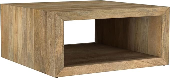 Coaster Home Furnishings - Benton - Mango Wood - Square Coffee Table with Low Profile and Open Shelf - Rustic - Living Room - 39-Inch - Natural - 706838