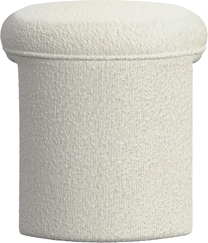 HomePop Quinn Modern Ottoman Home Décor|Ottoman for Living Room & Bedroom - Cream White Boucle