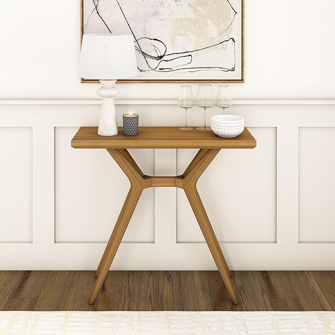 Plank+Beam Verso Console Table, 36 Inch Solid Wood Modern Sofa Table, Narrow Entryway Table for Hallway, Behind The Couch, Living Room, Foyer, Pecan