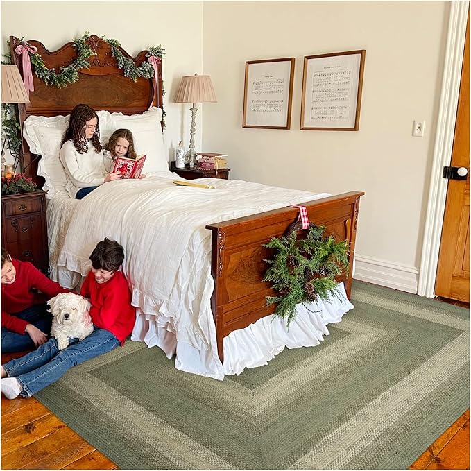 Homespice Grassland Braided Area Rug 5x8' - Jute Braided Natural Rugs for Living Room for Rustic Country Decor