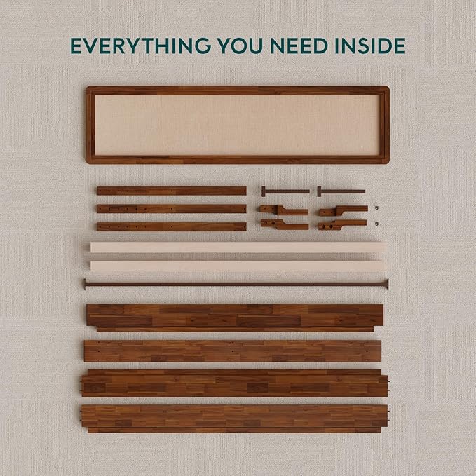 Nipe Platform Bed Frame with Headboard Size King - Dark Chocolate - Solid Acacia
