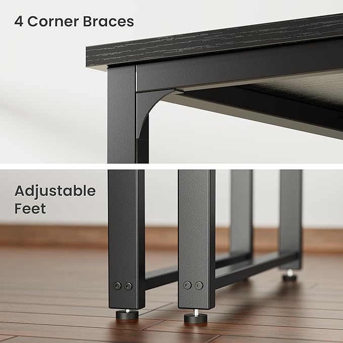 Huuger 63 x 31.5 inch Desk with Power Outlets & USB-C, 1.2 Inch Thicker Desktop, Robust Metal Tubes, Deep Computer Desk, Heavy Duty Office Work Desk, for Home Office, Black