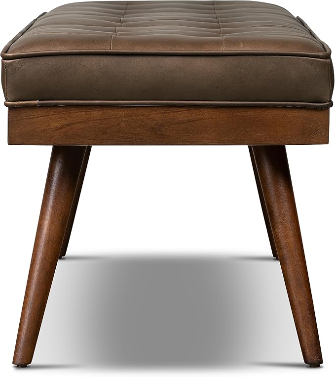 POLY & BARK Napa Luca Leather Bench in Cocoa Brown