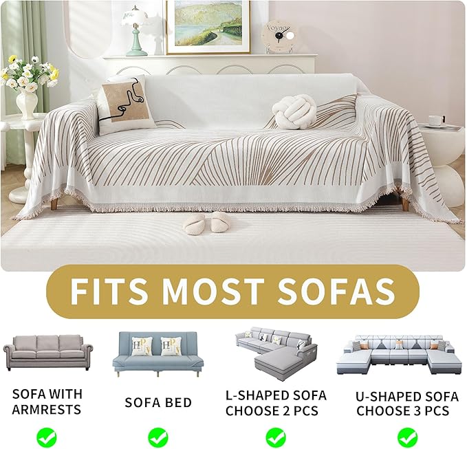 Non Slip Sofa Covers Couch Covers for 3 Cushion Couch Sofa Pet Friendly Washable Couch Covers for Sofa, Soft Thick Sectional Couch Covers L Shape Furniture Protector for Kids, Dogs 71" X134"