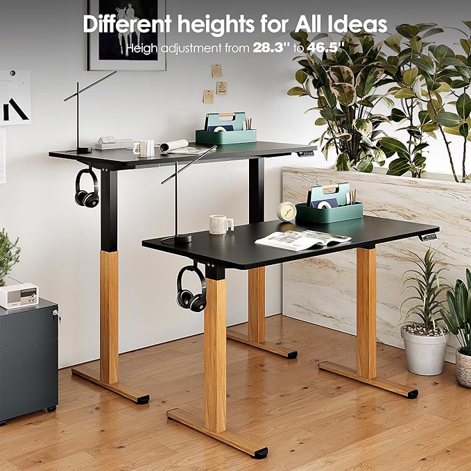 Monomi Electric Standing Desk, 55x24 Inches Height Adjustable Sit Stand up Desk, Large Ergonomic Home Office Desk with Memory Preset Controller,Black