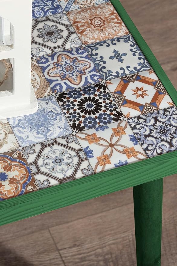 Comfyt Coffee Table, Side Table, End Table, Nightstand Nesting Table Plant Stand Bedside Table Accent Table Home Essentials Wood Tiled Top Rustic Table Ceramic Tiles Mexican Tile Table