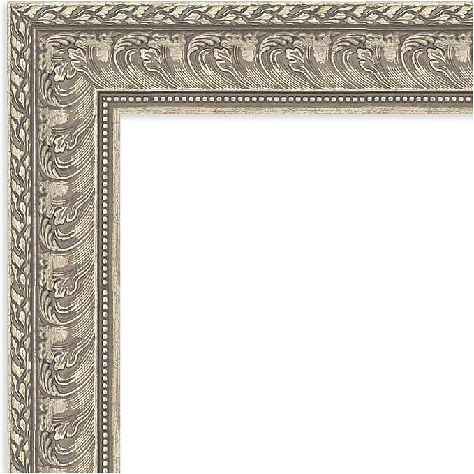 Amanti Art Silver Bathroom Mirror for Over Sink, 31x43 Sydney Silver Rectangle Vanity Mirror, Large Traditional Frame, Hangs Horizonally and Vertically, Bathroom Wall Decor, Beveled Edge