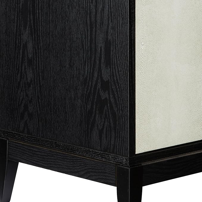 Sango Shagreen 2-Door Cabinet, Elegant Black Faux Shagreen Storage Cabinet with Brass Handles, Adjustable Shelf, Timeless Luxury Design, Stylish Accent Furniture for Living Room or Dining Room