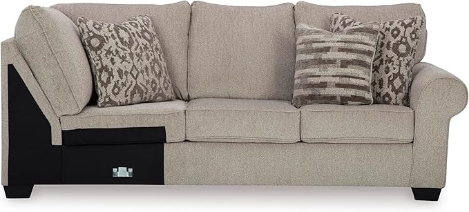 Signature Design by Ashley Claireah Casual L-Shaped 3-Piece Sectional with Loose Seat Cushions and 5 Accent Pillows, Beige