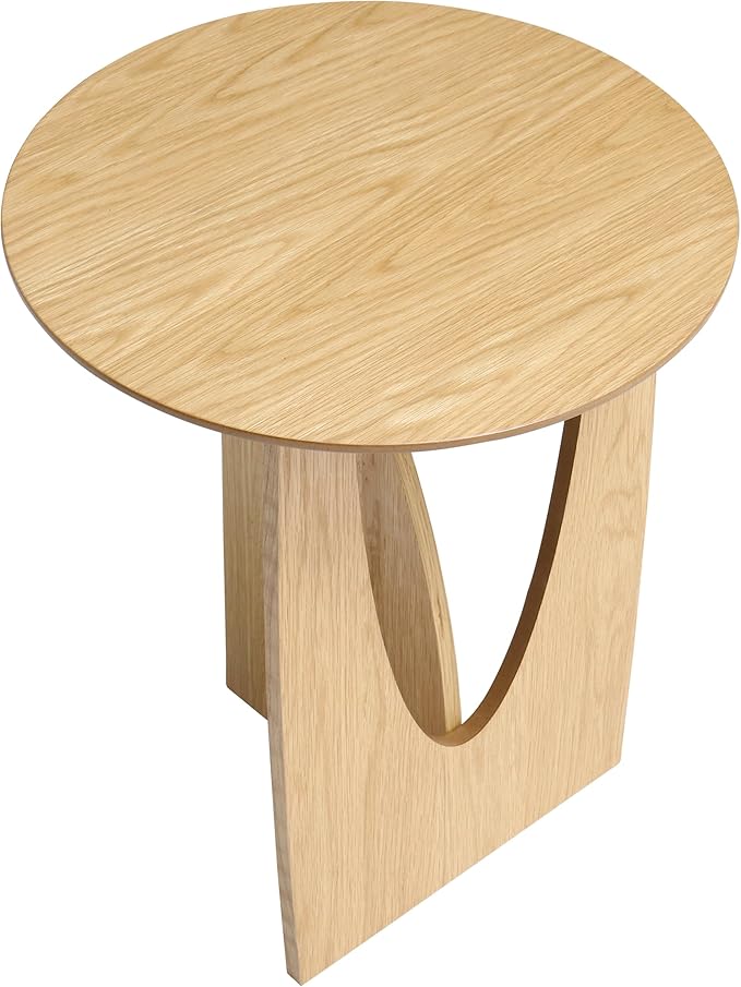 Get Set Style Round End Table Accent Side Table Circle Wood Corner Table Small Modern Coffee Table for Living Room or Bedroom Nightstand (Natural Finish)