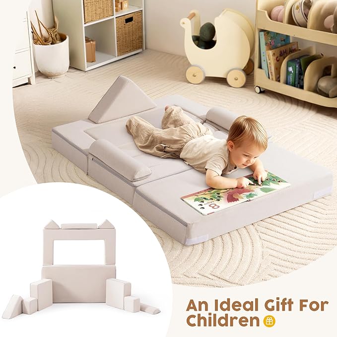 ROBOTIME Modular Play Couch for Kids, Convertible Toddler Sofa with Washable Covers, Versatile Foam Kids Couch for Playroom Forts, Lounging & Creative Play (for Ages 3+)