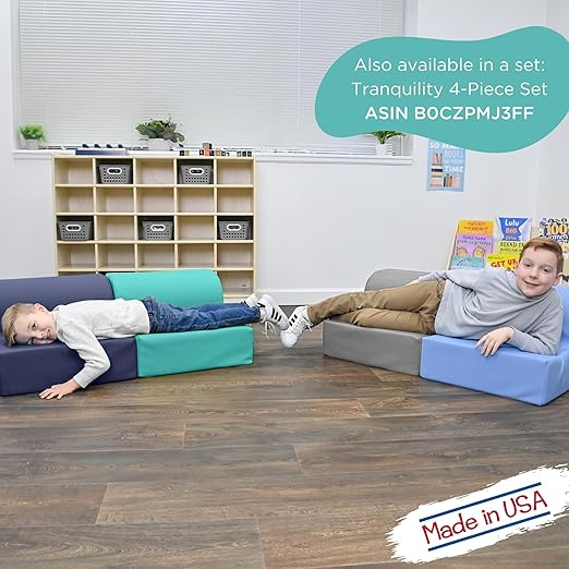 Children's Factory Library Lounger, Flexible Seating Classroom Furniture, Comfy Kids Chairs, Aqua, Single Lounger