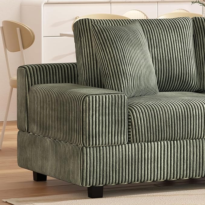 Eafurn Convertible L Shaped Modular Sectional Sofa Couch, 5 Seater Corduroy Upholstered Corner Sofa Lounge Couch with Extra Wide Reversible Chaise Lounge and Headrest for Living Room