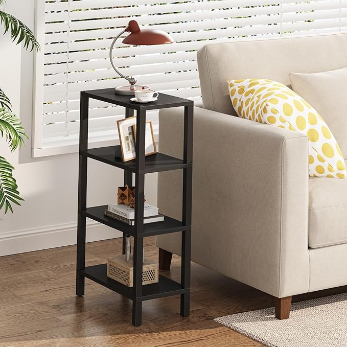 TUTOTAK Small Side Table, Narrow End Table, Skinny Sofa Table, Slim Nightstand, Couch Table, Living Room, Bed Room, Black TB01BK0782