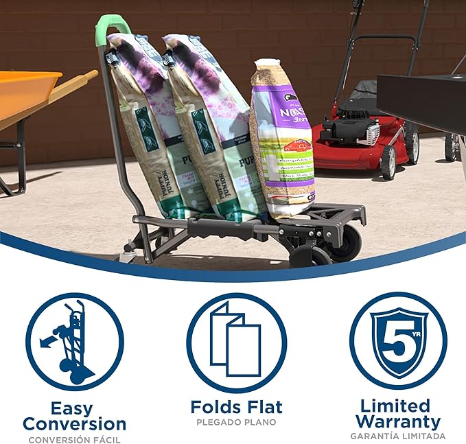 COSCO Shifter Multi-Position Folding Hand Truck and Cart, 300 lb. Weight Capacity, Green, 12222PBG1E