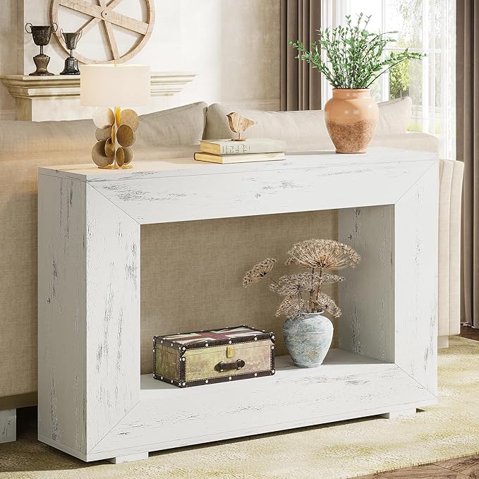 Tribesigns Farmhouse Console Table, 47 Inches Entryway Console Table with Storage, Industrial Hallway Accent Table for Living Room, Entrance