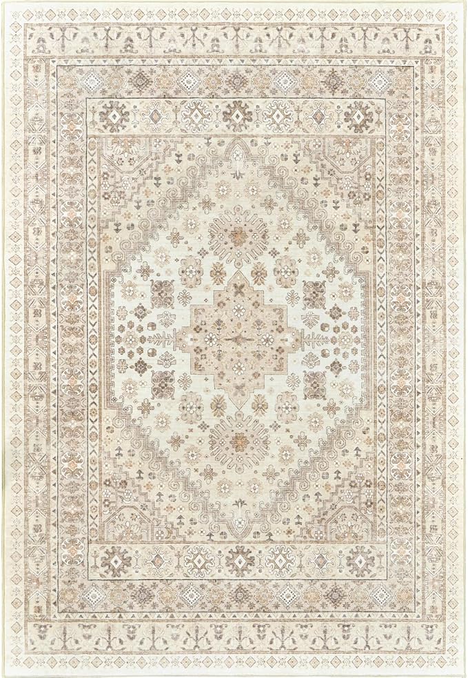 zesthome 5x7 Area Rugs - Ultra-Thin Washble Rug, Stain Resistant Anti Slip Backing Rugs for Living Room,Bedroom, Vintage Home Decor Area Rug
