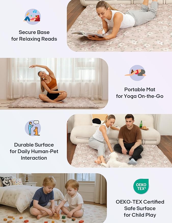 Syrinx Japanese Floor Futon Mattress, Foldable Tatami Sleeping Pad for Adults & Kids, Roll-Up Floor Bed or Bench Cushion