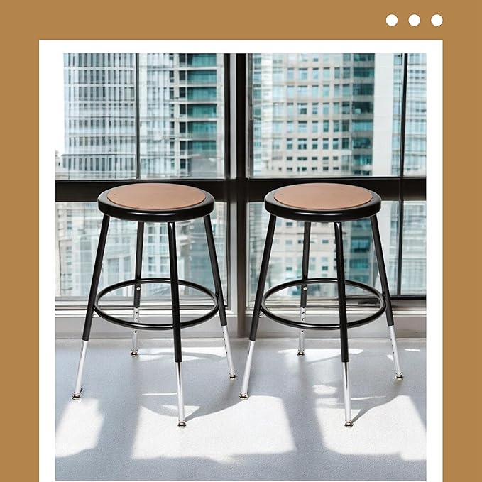 OEF Furnishings (2 Pack Height Adjustable Steel Stools, Black, 19-27"