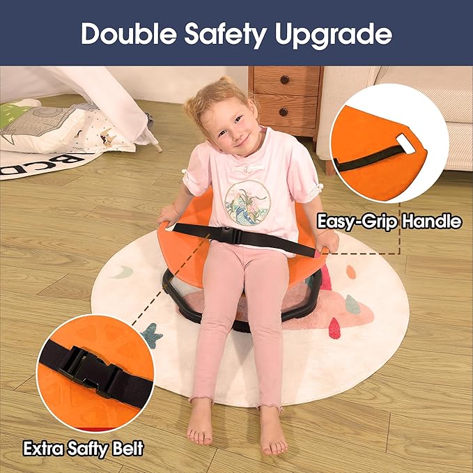 Sensory Spinning Chair for Autistic Kids,Upgraded Swivel Chair for Kids with Handles, Improves Focus and Balance, Ideal for Indoor and Outdoor Play Equipment (Safety Belt Included)