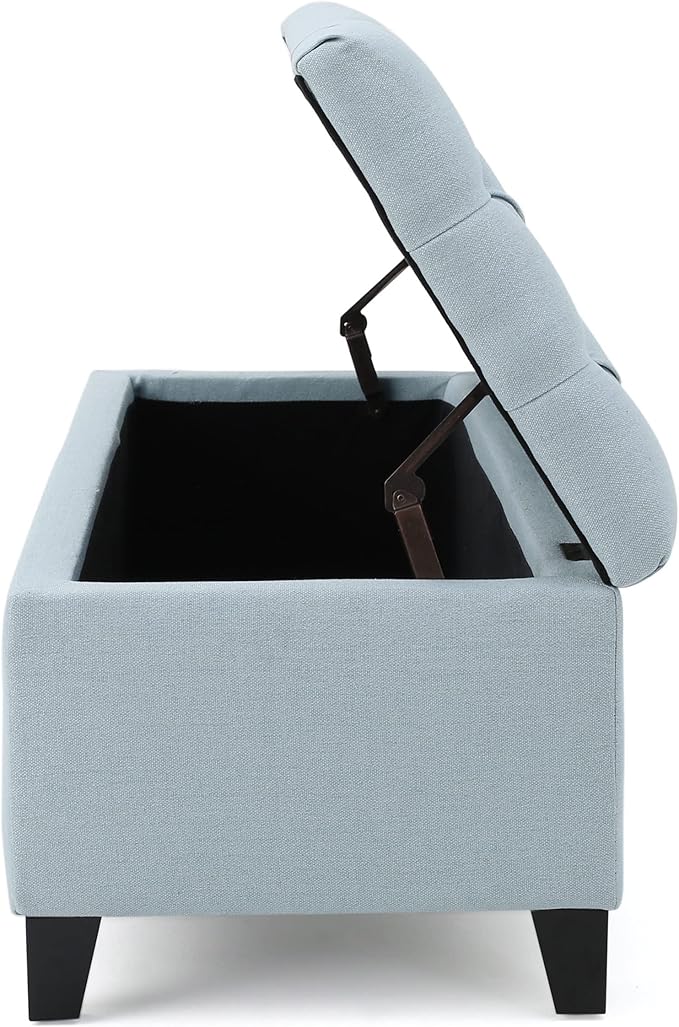 Christopher Knight Home Ottilie Fabric Storage Ottoman, Light Sky, Dimensions: 17.50 inches deep x 51.00 inches wide x 17.00 inches high.