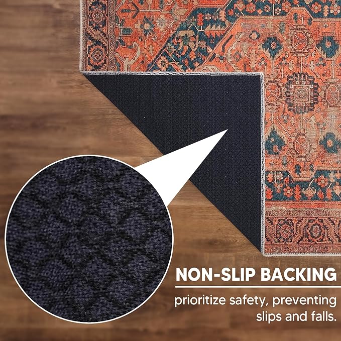 Keen Home Design 2x12 Rug - Machine Washable Runner Rug with Non-Slip Backing, Ideal for Hallway, Entryway, Kitchen, Laundry Room - Vintage, Easy Clean, Durable, Low Pile - (2'6" x 12')