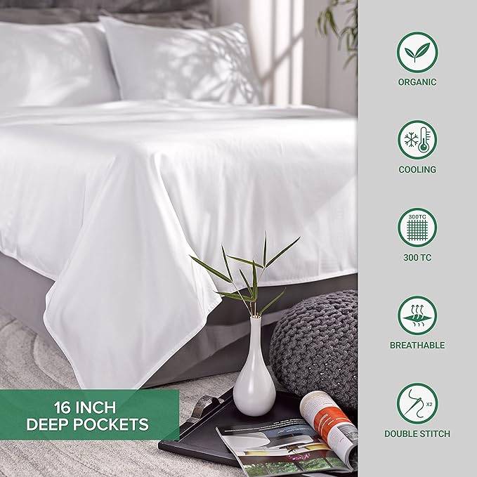 Pure Bamboo California King Sheets, Genuine 100% Organic Viscose Derived from Bamboo Bed Sheet Set, Soft & Cooling, Double Stitching, Lifetime Quality Promise (California King, Stone Grey)