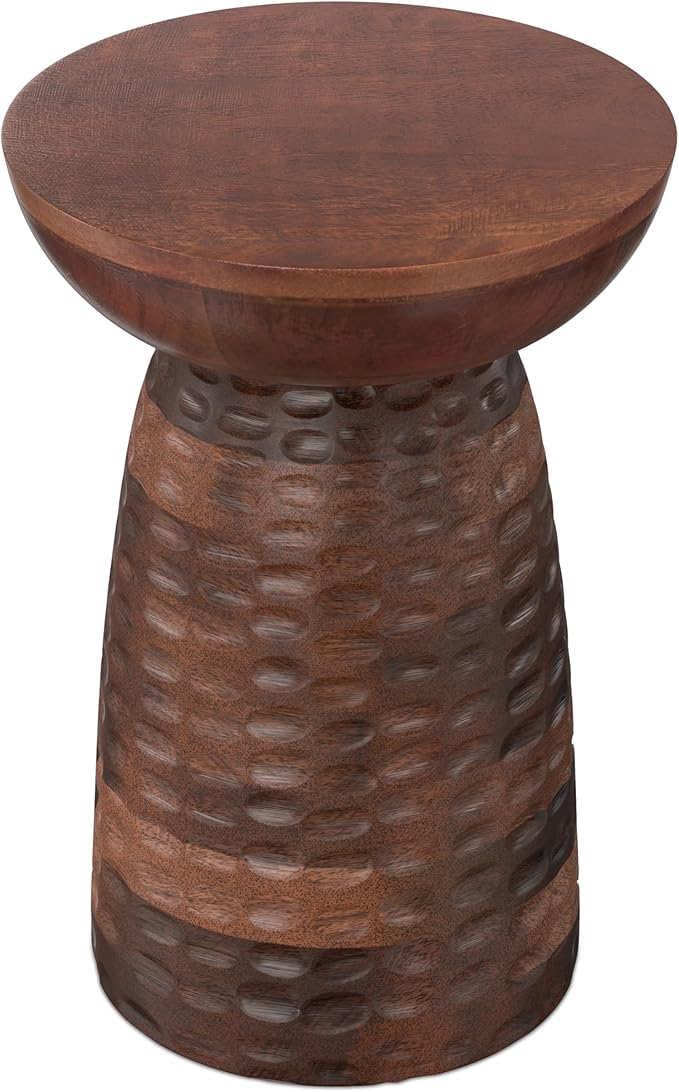 SIMPLIHOME Boyd 13-inch Wide Solid Mango End Table in Warm Dark Brown, Contemporary-Style Accent Table for Living Room, Bedroom, or Family Room, Assembled