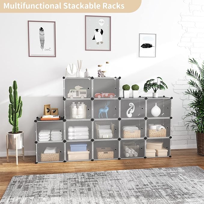 Portable Shoe Rack Organizer with Door, 80 Pairs Shoe Storage Cabinet Easy Assembly, Plastic Adjustable Shoe Storage Organizer Stackable Detachable Free Standing DIY Expandable 10 Tier Black