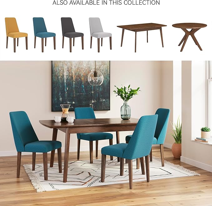 Signature Design by Ashley Lyncott Contemporary Dining Room Upholstered Side Chair with Foam Cushion, 2 Count, Blue & Brown