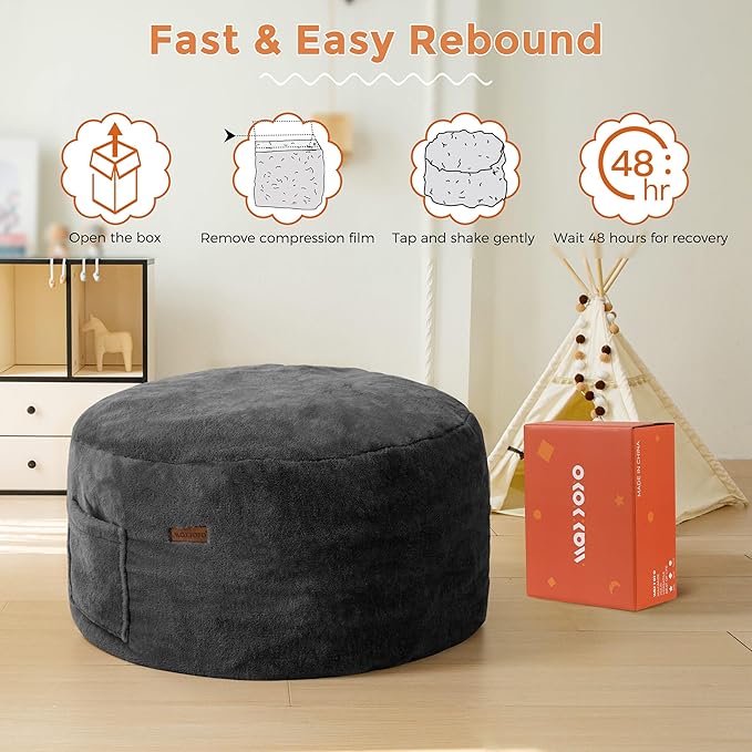 MAXYOYO Kids Bean Bag Chair, Stuffed Faux Fur Bean Bag for Toddler, Ultra Soft Floor Sofa with High-Density Foam Filling, Lazy Chair for Living Room, Playroom, Nursery Room