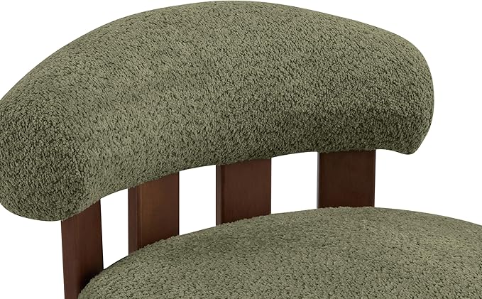 Christopher Knight Home Elvina Boucle Fabric Accent Chair, Solid Wood Single Lounge Sofa, Bedroom Comfy Reading Chair, for Modern Minimalist Style Living Room/Home Office, Olive Green