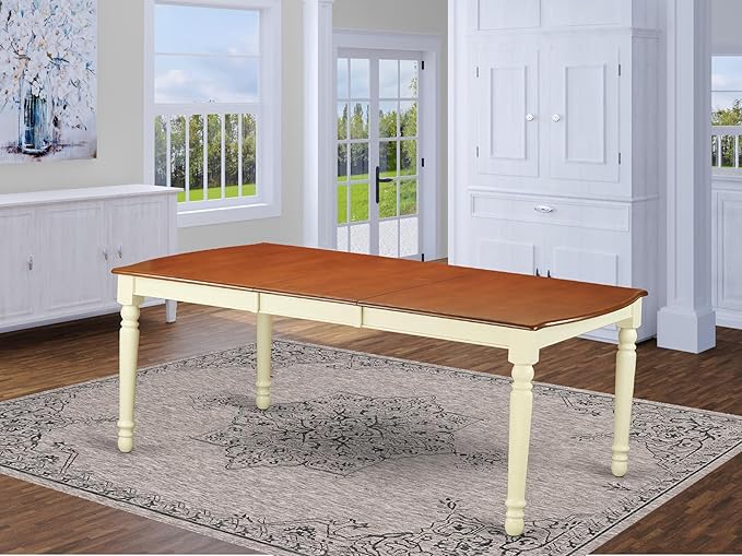 East West Furniture DOT-WHI-T Dover Modern Kitchen Table - a Rectangle Dining Table Top with Butterfly Leaf & Stylish Legs, 42x78 Inch, Buttermilk & Cherry