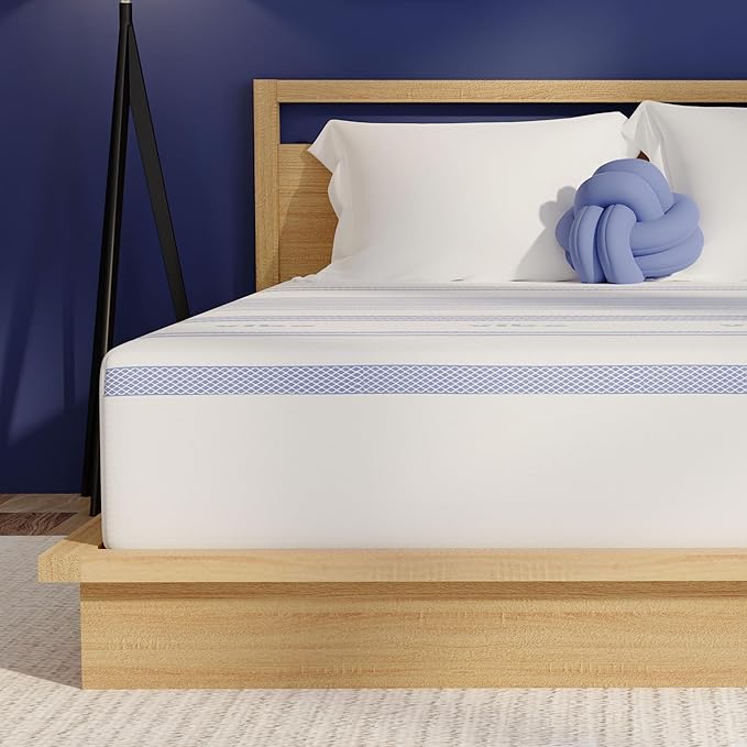 Vibe Gel Memory Foam Mattress, Fiberglass Free 8-Inch CertiPUR-US Certified Bed-in-a-Box, California King, White