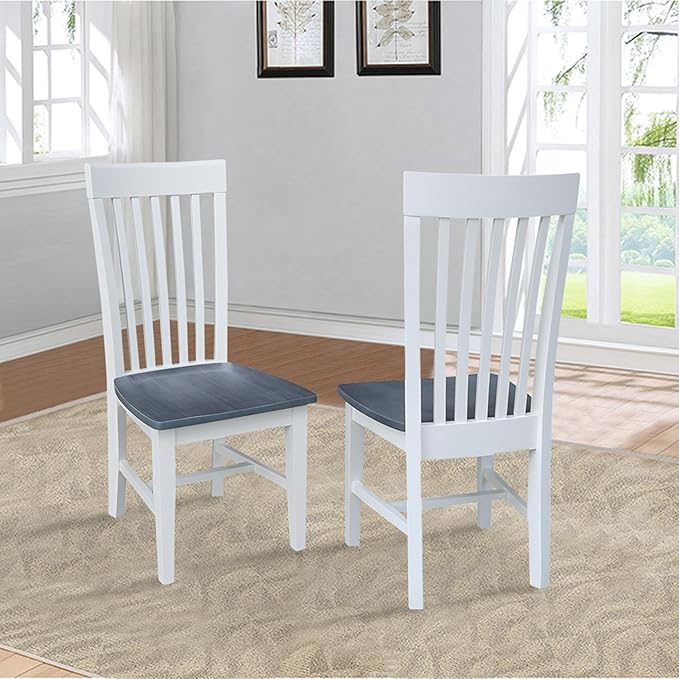 International Concepts Set of Two Tall Mission Chairs, White/Heather gray
