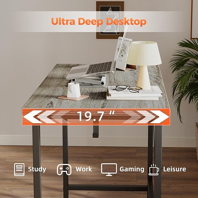 Rolling Computer Desk with Wheels, Gaming Desk for Small Spaces, Modern Simple Style Table for Home Office, Study Writing Table (Caster, Stone Gray, 40 inch)