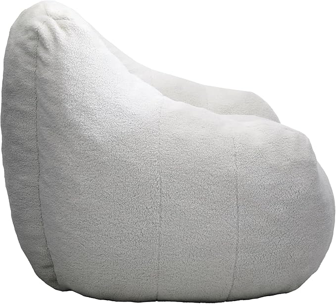 Furniliving Bean Bag Chair, Oversized Bean Bag Couch for Adults Comfy Bean Bag Sofa with Back Support, Large Bean Bag Chair Lazy Sofa for Living Room Bedroom, White, Teddy