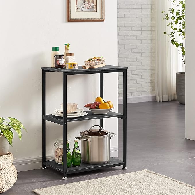 VECELO Tall End Side Table,30" Height Nightstand with 3-Tier Storage Shelf for Living Room Bedroom Office Hallway Study