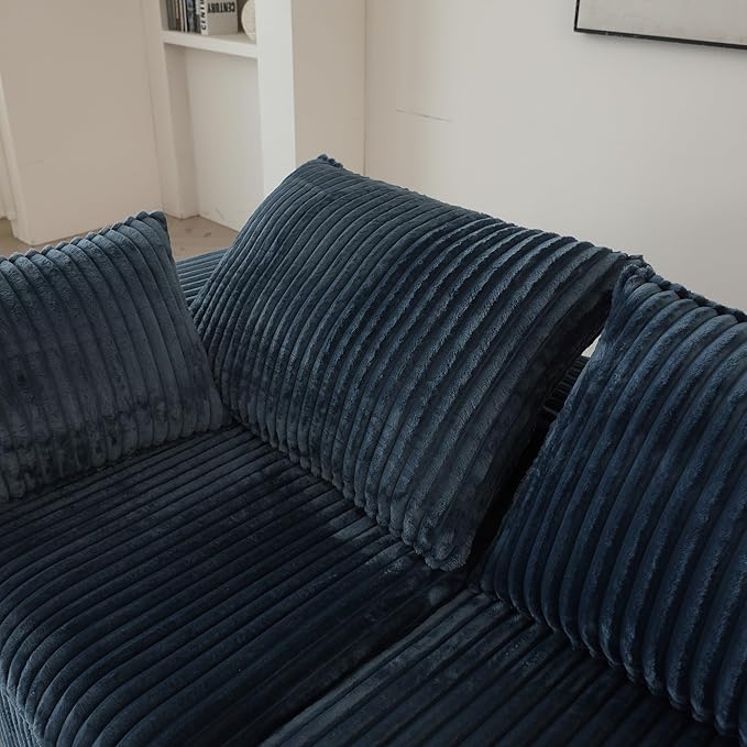 118.2" L Shaped Modular Sectional Cloud Couch with Ottoman, Plush Corduroy Upholstered Compression Sofa, 4-Seat Deep Seat Boneless Sofa Couches with Throw Pillow