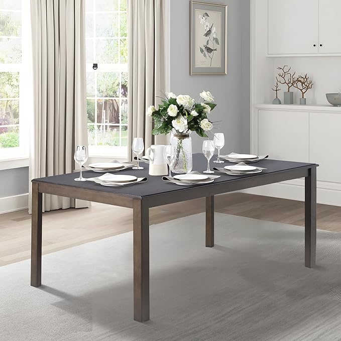 COLAMY Rectangular Dining Table Set for 4, Wood Dining Table for 4 with Chairs, 60 Inch Dining Table and Chairs for Kitchen, Dining Room, Brown
