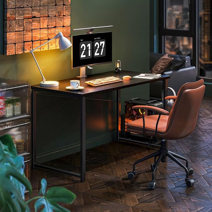Coleshome 48 Inch Computer Desk, Modern Simple Style Desk for Home Office, Study Student Writing Desk, Black